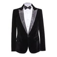 thumbnail image 4 of IWRICH Men's Classic Velvet Suit with Sparkling Rhinestones Beaded Peak Lapel Tuxedo Set Jacket Formal Prom Party Wedding Black XL, 4 of 5