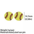 thumbnail image 6 of Cut Wood Heart Baseball Softball Round Football Stud Earrings Women Sports Gift, 6 of 9