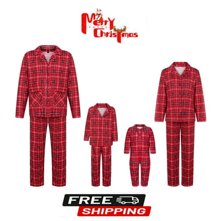 

Gueuusu Christmas Pajamas For Family - Family Christmas PJs Matching Sets Plaid Pattern