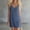Navy, variant on Women's Cotton Linen Solid Color Adjustable Strap V Neck Mini Dress Button Front Casual Sleeveless Summer Dress White XL(XL)