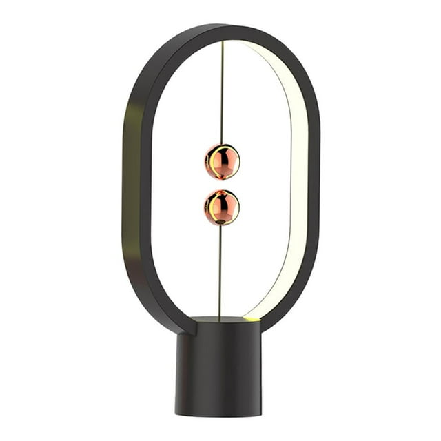 Lámpara de equilibrio magnética táctil con interruptor en el aire, lámpara de mesita de noche recargable Negro