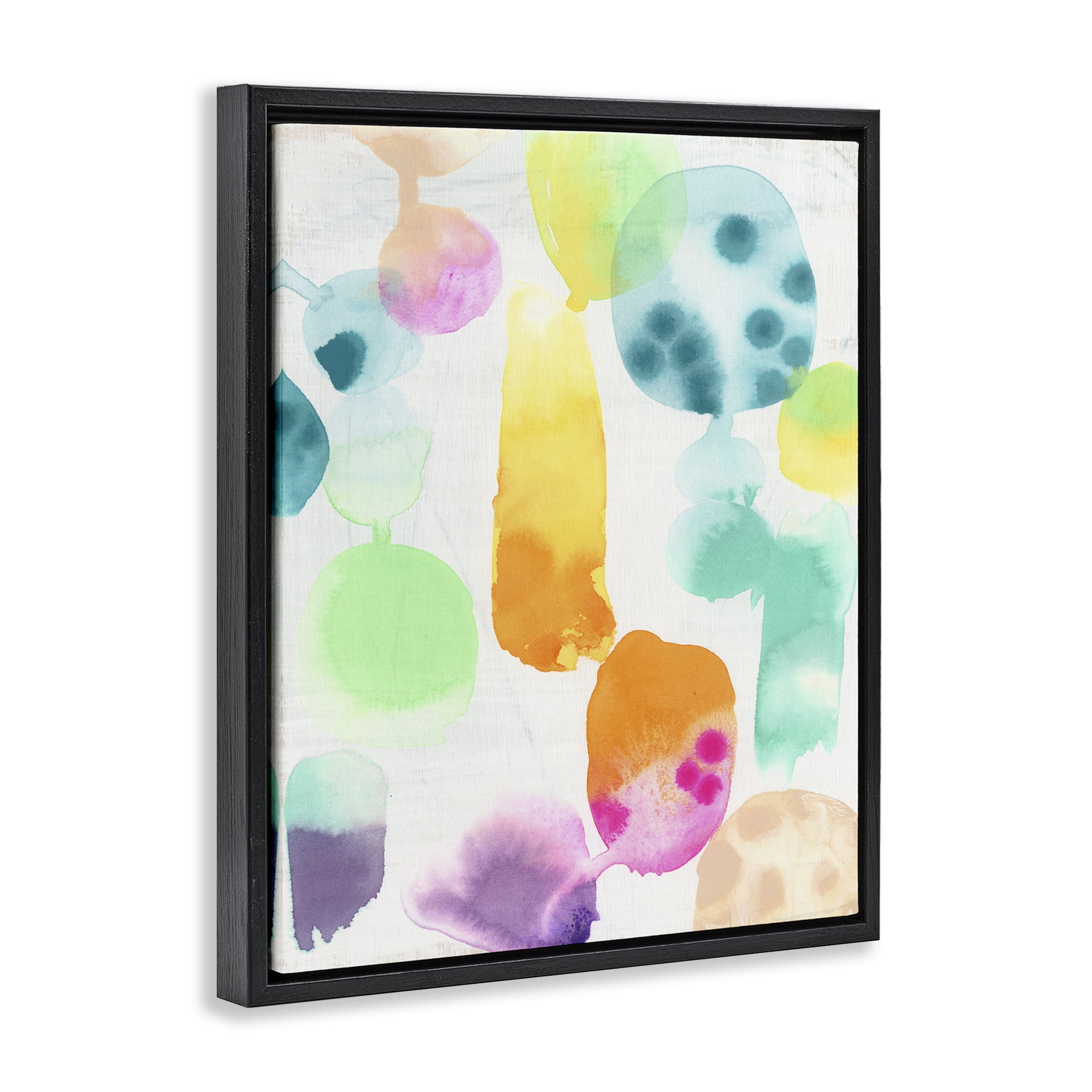 Stupell Industries Pastel Watercolor Pattern Abstract Painting Black Floater Framed Canvas Art Print Wall Art, 25 x 31
