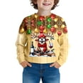 thumbnail image 2 of MAIHAN-Kids Christmas Crewneck Sweatshirt, Boys Girls Winter Warm Top with Christmas Print, Cozy Pullover for Ages 3-14 Years, Autumn Winter Warm Top Casual Everyday Wear(Beige,3-4Years), 2 of 5