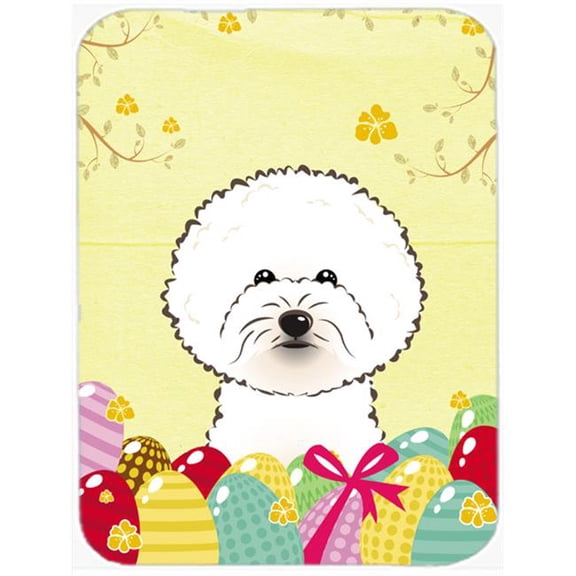 Bichon Frise Easter Egg Hunt Glass Cutting Board Large