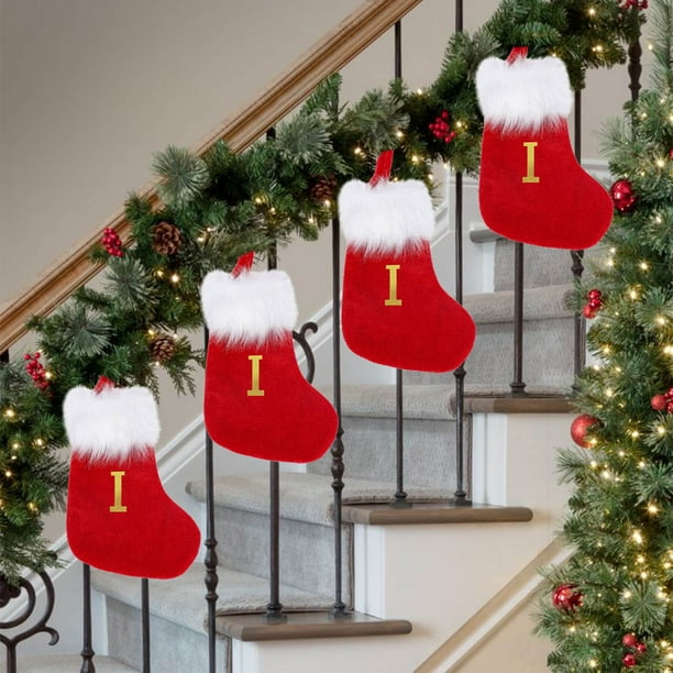 Wmhnj Calcetn navideño de punto con diseño de letras bordadas, ideal para regalar en Navidad. Amplia bolsa para guardar dulces.