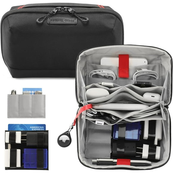 Electronics Organizer Travel Case, Water Resistant Tech Pouch Cable Organizer Bag for Electronics Accessories, Large Cable Storage Bag Carrying Case