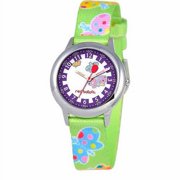 Girls' Stainless Steel Watch, Green Strap