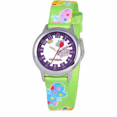 Girls' Stainless Steel Watch, Green Strap