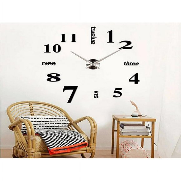 Clearance!!!Large 3D DIY Wall Clock Frameless Modern Mirror Surface Wall Clock Decor for Living Room Bedroom Home Outdoor Office School Decorations