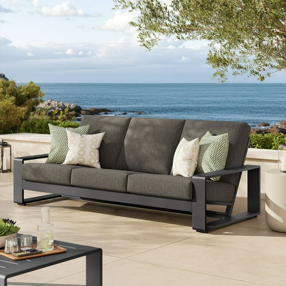 Modway Lirienne Outdoor Patio Aluminum Sofa in Smoke Gray by Modway