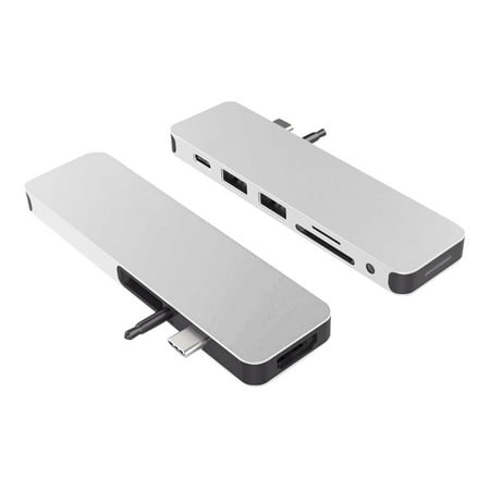 Hyper - 7-Port Universal USB-C Hub - USB-C Docking Station for Laptops - Silver