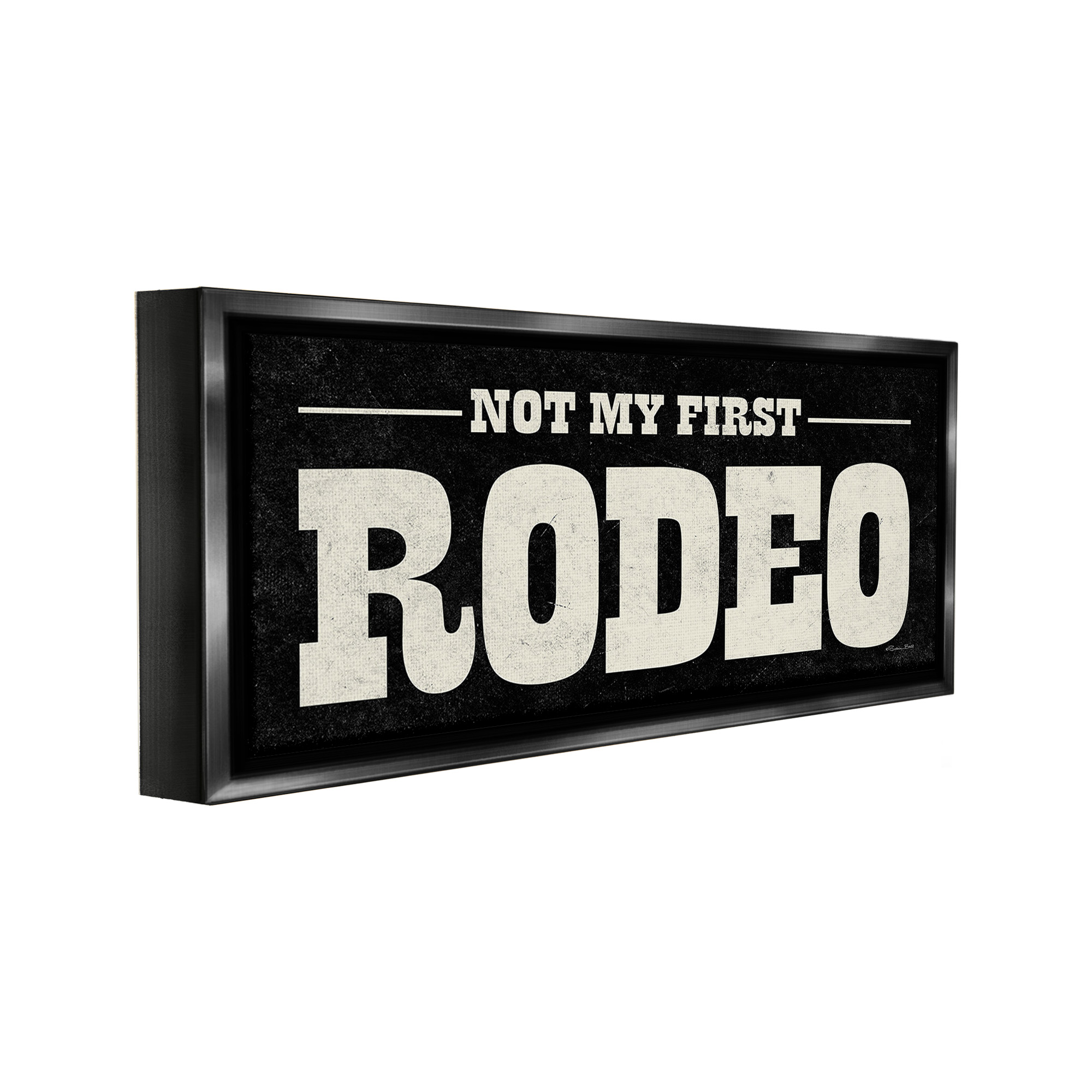 Stupell Industries Vintage Funny Rodeo Typography Painting Black Floater Framed Canvas Art Print Wall Art, 25 x 11