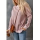 thumbnail image 4 of ABPHQTO Top rosa de mujer con cuello redondo y ribete acanalado de punto gofrado, 4 of 5