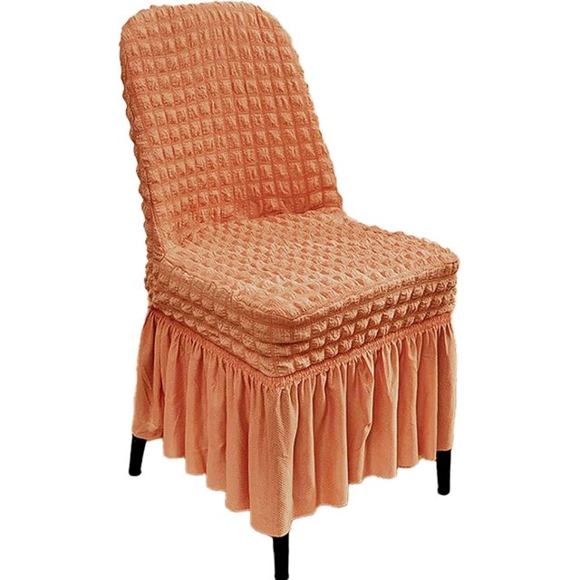 N/A Stretch Dining Room Chair Covers with Skirt, Seersucker High Back Chair Cover Ruffle, Curved Back Chair Cover, for Dining Room Ceremony Party,I,2pack