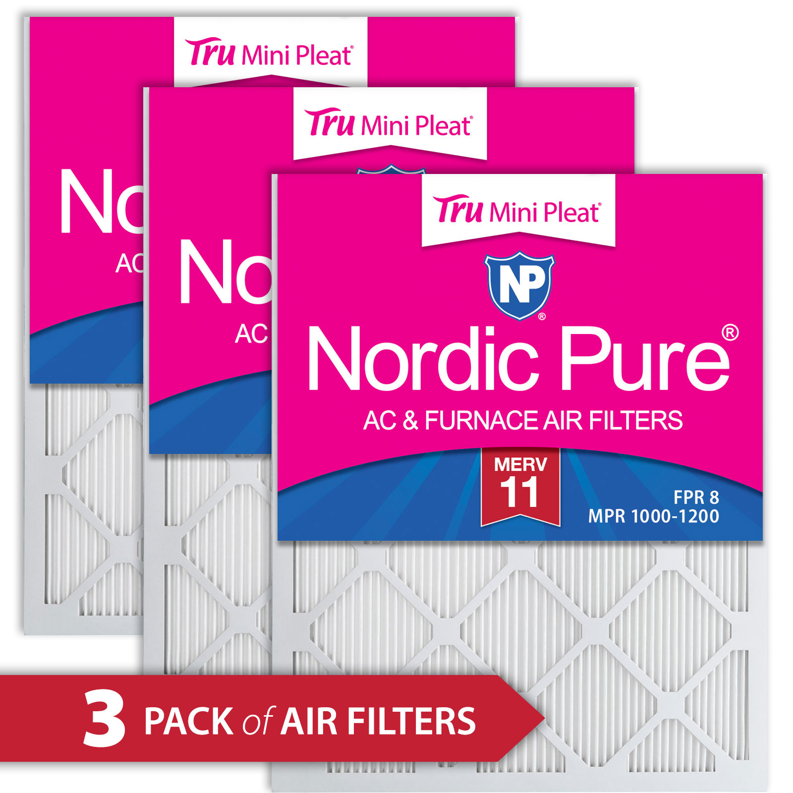 Nordic Pure 8x20x1 Exact MERV 12 Tru Mini Pleat AC Furnace Air Filters 6 Pack Nordic Pure 8x20x1 Exact MERV 12 Tru Mini Pleat AC Furnace Air Filters 6 Pack