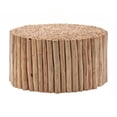 thumbnail image 2 of 32" Round Coffee Table, Wood Center Table, Circle Drum Tea Table with Handcrafted Relief for Living Room, 2 of 5
