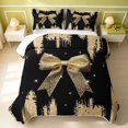 thumbnail image 2 of Erosebridal Kawaii Bow Tie Quilt King, Cute Glitters Print King Coverlet Set, Black Reversible, Gold Black, 3 Pieces (1 Bedspread and 2 Pillowcases), 2 of 7