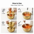 thumbnail image 5 of 3 in 1 Stainless Steel Grater Shredder Slicer with Colander Drain Basin Bowl for Vegetables Fruits Salad as Washing Basket in Kitchen, Gold, 10.23inch, 5 of 6
