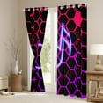 thumbnail image 3 of Musical Notes Blackout Curtains Black Purple Curtains, Neon Gradient Honeycomb Curtains & Drapes Music Theme Living Room Curtains, Glowing Pink Hexagon Window Curtains Popstar Bedroom Decor, 3 of 6