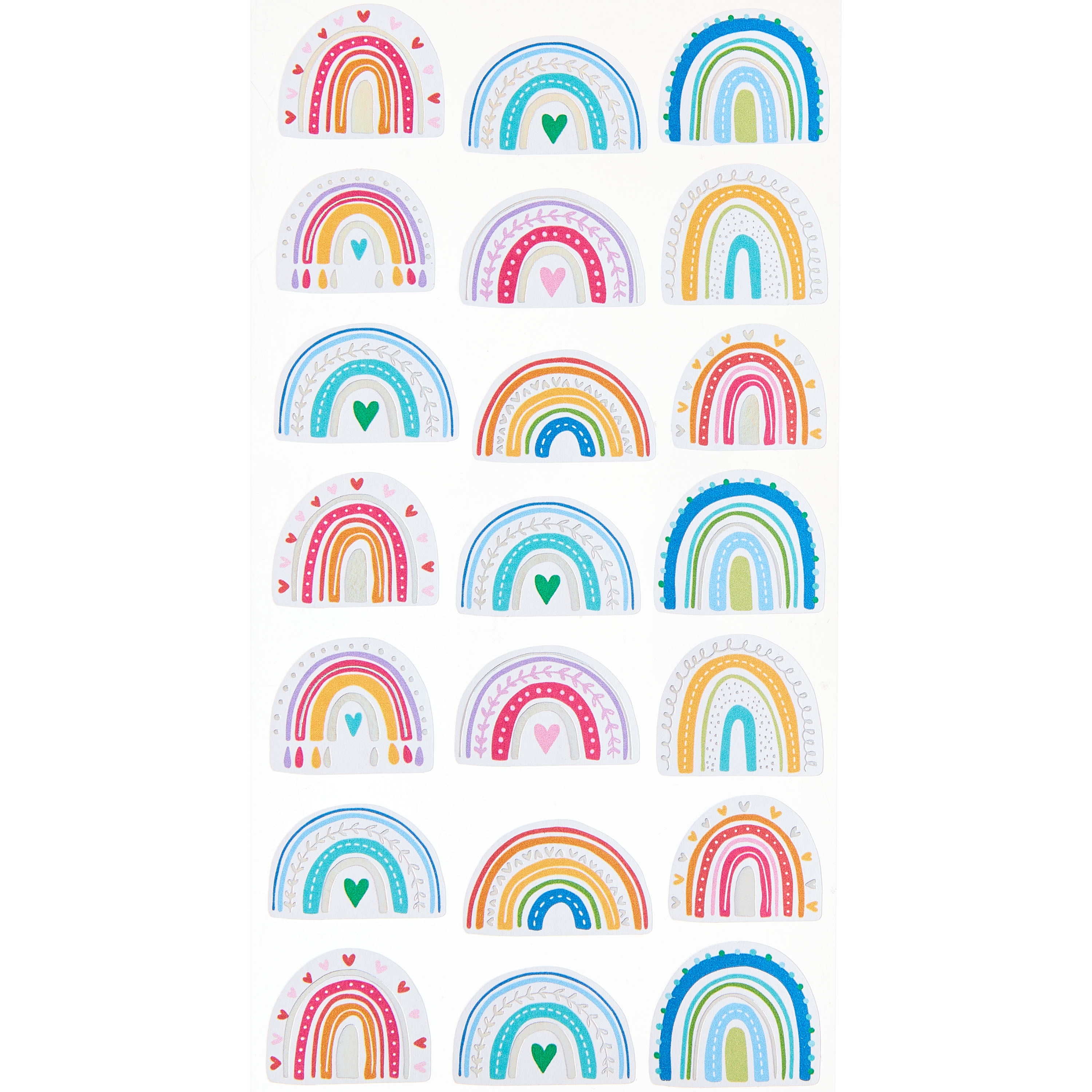 Hello Hobby Foil Rainbow Designer Stickers, 21 Count