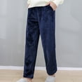 thumbnail image 3 of Defitshape Women's Flannel Pajama Bottoms Solid Closed Bottoms Fuzzy Fluffy Sleep Pants Pj Winter Warm Pockets Printed Navy Large, 3 of 4