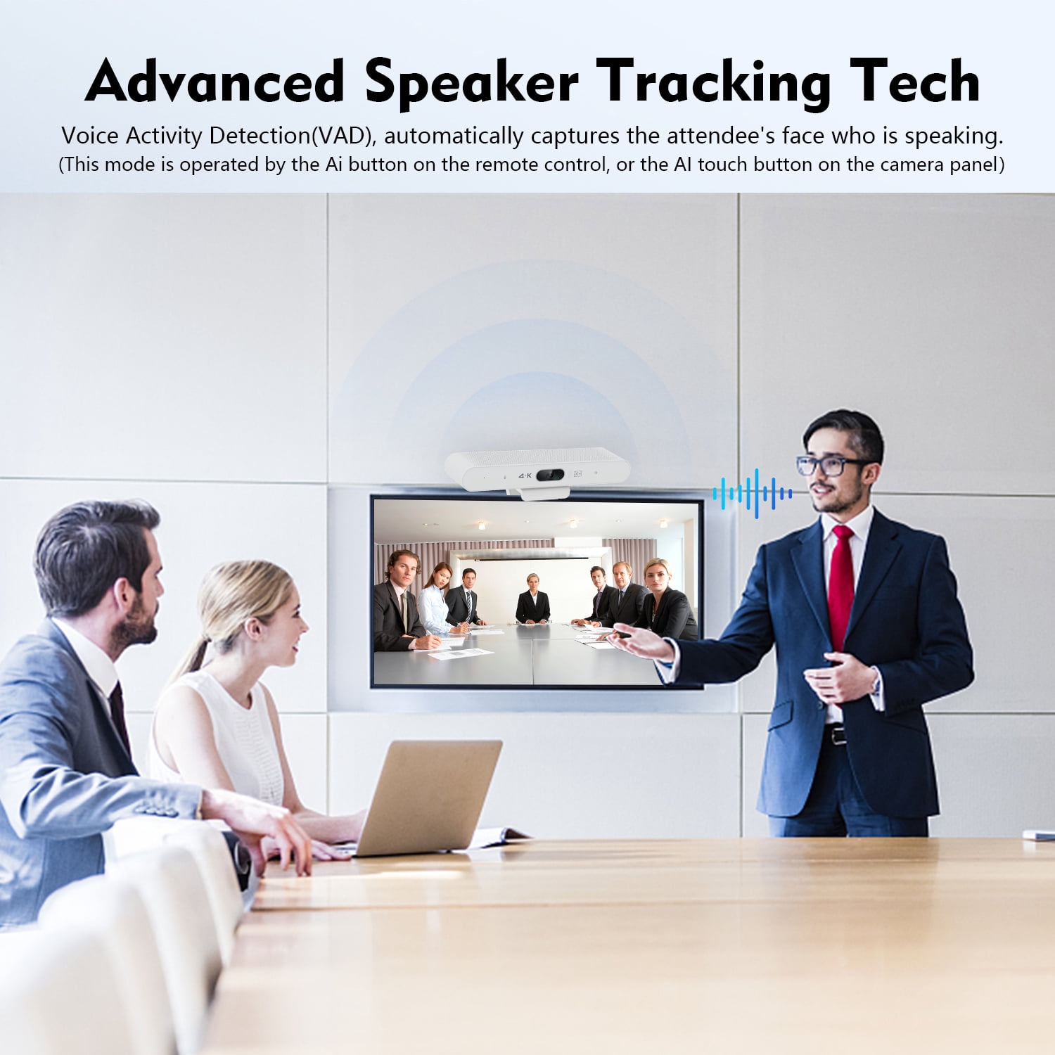TOALLIN 4K Video Conference Camera System, AI Auto-Framing & Speaker-Tracking Webcam with Microphones and Hi-Fi Speaker, USB Plug-and-Play, Remote Control Included