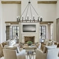 thumbnail image 3 of ACROMA 47In Farmhouse 16-light Large Round Wagon Wheel Candle Chandelier - 47'' D X 140'' H Weathered Walnut Distressed, Satin, Matte Painted, 3 of 5