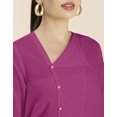 thumbnail image 4 of Moomaya Womens Diagonal Collar Solid Top, Long Sleeves Stylish Formal Top, 4 of 8