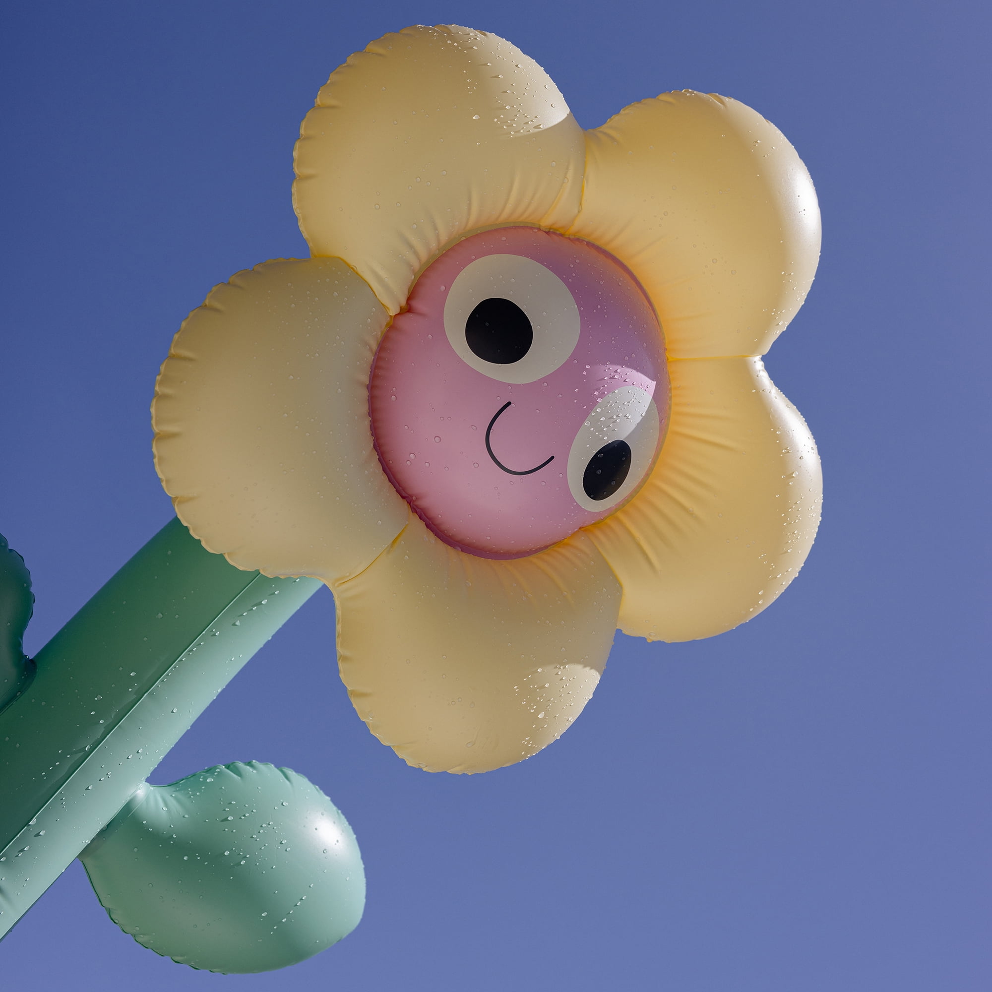 Sunnylife: Kids Inflatable Noodles - Poppy the Peach Flowers - 2pk Shaped Pool Floats, Water Play Toy, Lounge Ride-On, Curled Stems, Pink-Yellow-Green