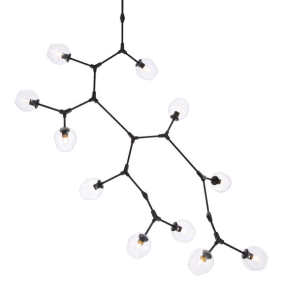 Elegant Lighting Cavoli 11 Lights Iron and Glass Chandelier in Black