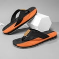 thumbnail image 3 of Beach Flip Flops for Men Rubber Sandals Leather Thong Sandals Slip on Straps Soft Cushion Footbed Summer Indoor Outdoor Shoes Black Size 9.5, 3 of 5