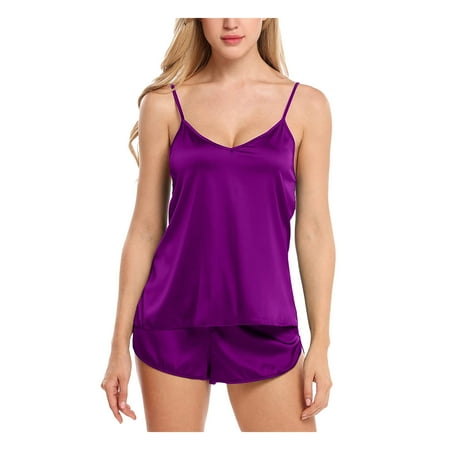 Bustier Lingerie for Women Women -Lingerie Sleepwear Satin Silk Lace Up Nightwear Pajamas Set