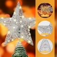 thumbnail image 4 of Silver Christmas Tree Topper Star with 20 LED Warm White Lights, 8" Hollow-Out Glittered Metal Star Tree Topper for Christmas Tree Decorations and Xmas Holiday Seasonal Décor, Battery Required, 4 of 6
