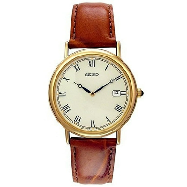 Vintage Seiko University of Virginia Men's Date Watch Gold Tone high quality Calfskin Strap