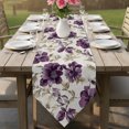 thumbnail image 6 of Purple Florals Table Runner Linen Burlap Table Runner 60 Inches Long Farmhouse Botanical Peonies Vintage Leaves Dresser Scarves for Kitchen Island Coffee Dining Room Party Holiday Decor 13"x60", 6 of 8