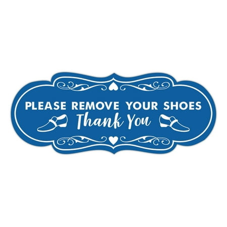 Designer Please Remove Your Shoes Thank You (Loafers) Sign (Blue) - Large