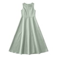 thumbnail image 7 of AHTJRT Graduation Dresses for Girls Satin Silk Crew Neck Sleeveless Pleated Flowy Maxi Dress Elegant Party Chorist Bridesmaid Dresses Green 12-13 Years, 7 of 7