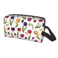 thumbnail image 2 of Goofa Tulips Flowers Printed Toiletry Bag with Handle,Large Capacity Travel Makeup Cosmetic Bag for Women, Carry on Airport Airline Compliant Bag, 2 of 9