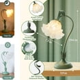 thumbnail image 2 of Vintage Flower Table Lamp, 3 Color Temperature Cute Flower Bedside Lamp with 26E Bulb, Gooseneck Nightstand Lamp for Bedroom Living Room Office Reading Decor, Green, 2 of 9