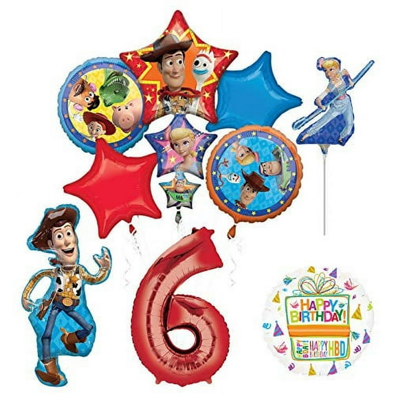 Mayflower Products Toy Story Party Supplies Woody and Friends 6th Birthday Balloon Bouquet Decorations
