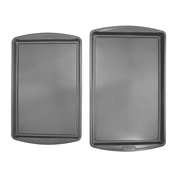 GoodCook Ready 2pk Cookie Sheets (17"x11" and 15"x10"): Nonstick Carbon Steel Baking Set, Dishwasher-Safe Bakeware