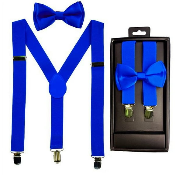 Royal Blue KIDS TODDLER CHILD BOXED GIFT SET SUSPENDERS and BOW TIE MATCHING Tuxedo Party