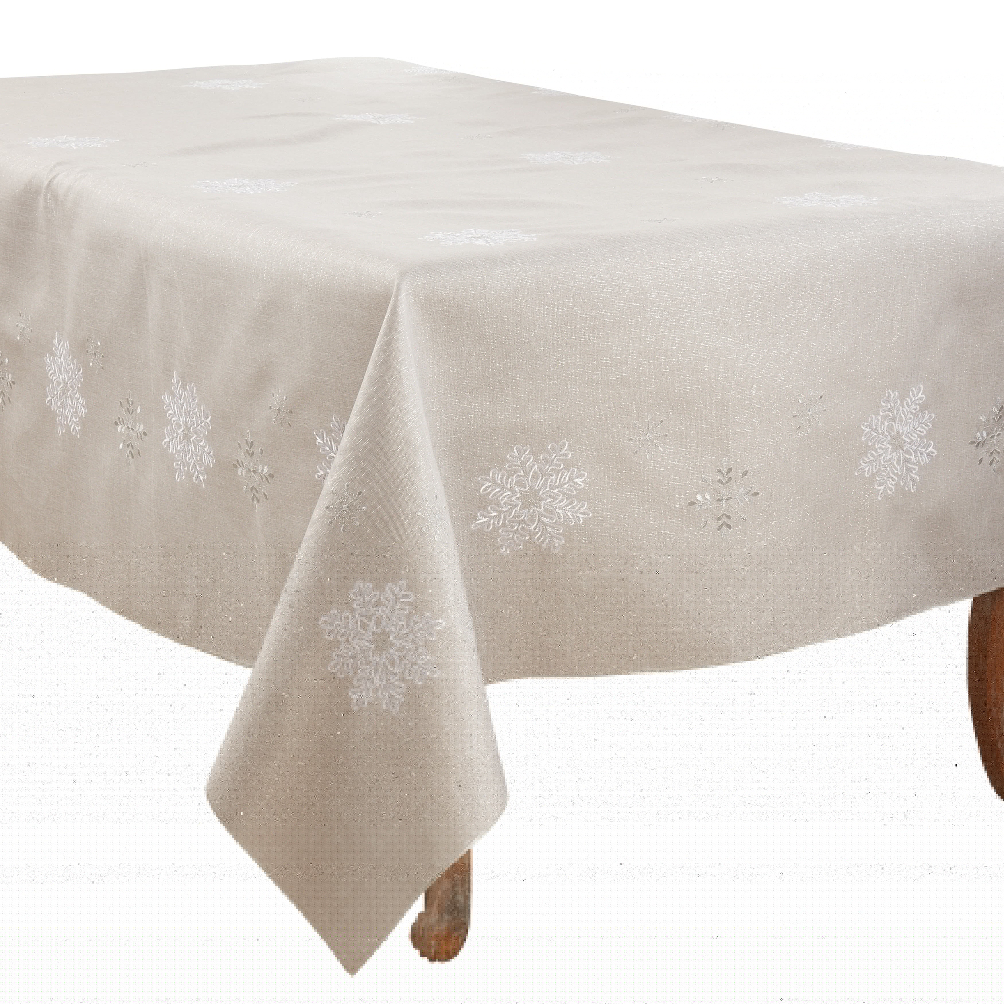 thumbnail image 3 of Saro Lifestyle Snowflake Design Tablecloth, 3 of 5
