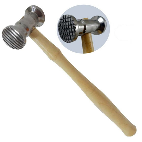 ToolUSA 10.5" Forming Hammer | Double Headed with Lines & Squares | Solid Hardwood Handle | 16 oz (453.6 grams) | Craft Metal Designs