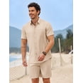 thumbnail image 4 of COOFANDY 2 Piece Set for Men Cruise Outfits Set Mens Summer Vacation Outfit Short Sleeve Button Down Shirts, 4 of 7