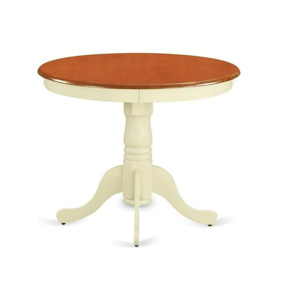 Round Antique Table, Buttermilk & Cherry - 36 in.