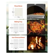 Outdoor Pizza Oven 12, Pellet Wood Fired Pizza Oven, 1000°F, Portable Pizza Maker with Wheels, Wood Burning Oven for Pizza, Bread, BBQ