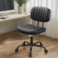thumbnail image 1 of Silla de oficina Sweetcrispy sin brazos, de cuero PU ajustable, 1 of 4