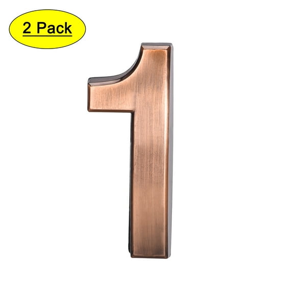 Uxcell 1.97" ABS Brushed Self Adhesive House Number 1 Bronze Tone 2 Pack