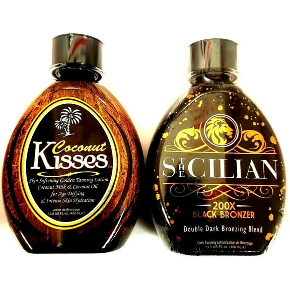 The Sicilian 200x Double Dark Black Bronzing Self Tanner & Coconut Kisses Tanning Lotion